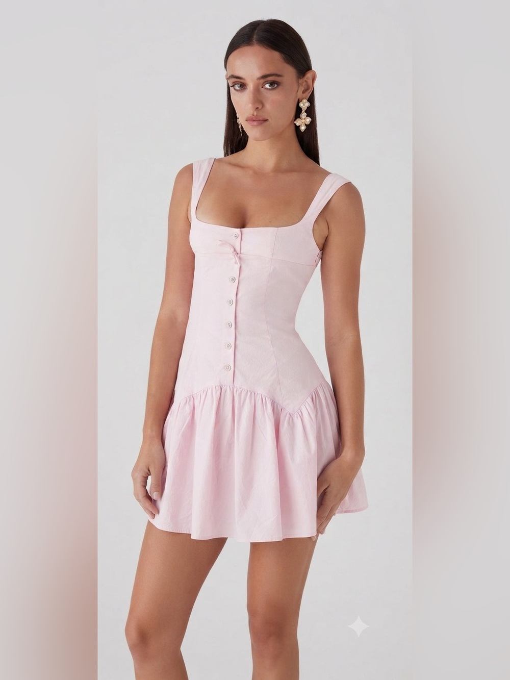 Peppermayo Genie Mini Dress Baby Pink 100% Cotton Fit & Flare Drop Waist Sz 6 - Picture 1 of 17